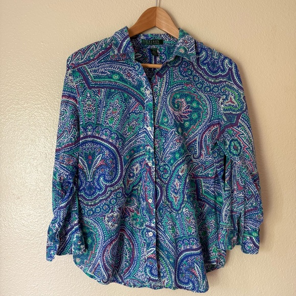 Lauren Ralph Lauren Tops - Lauren Ralph Lauren VTG Paisley Button-Up